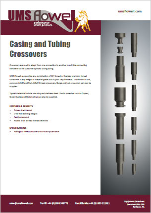 Casing And Tubing Crossovers Data Sheet