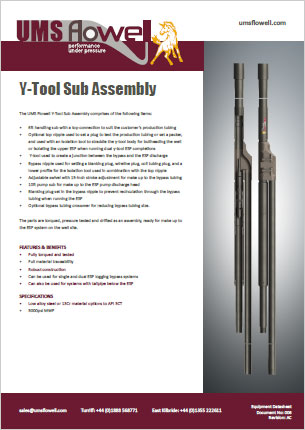 Y-Tool Sub Assembly Data Sheet