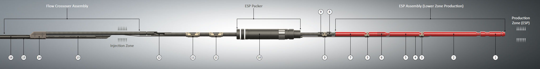 Upper Zone Injection / Lower Zone ESP (ESP Packer)